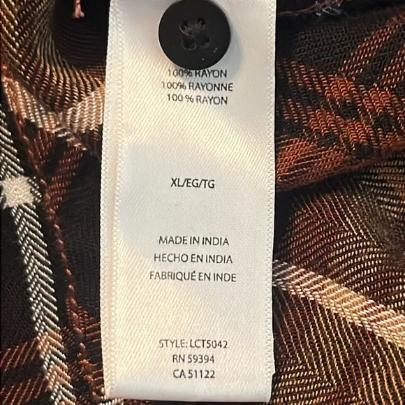 beachlunchlounge Elliot Shirt - Bon Bon Brown Black Plaid Size XL - Picture 11 of 12